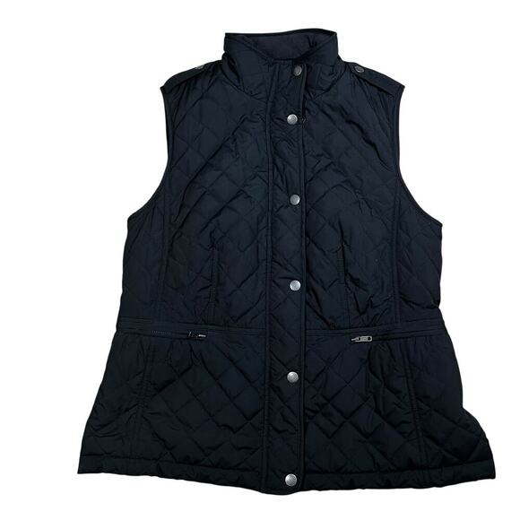 Talbots Black Fleece Lined Quilted Puffer Vest Sleeveless Size Small - Picture 1 of 7